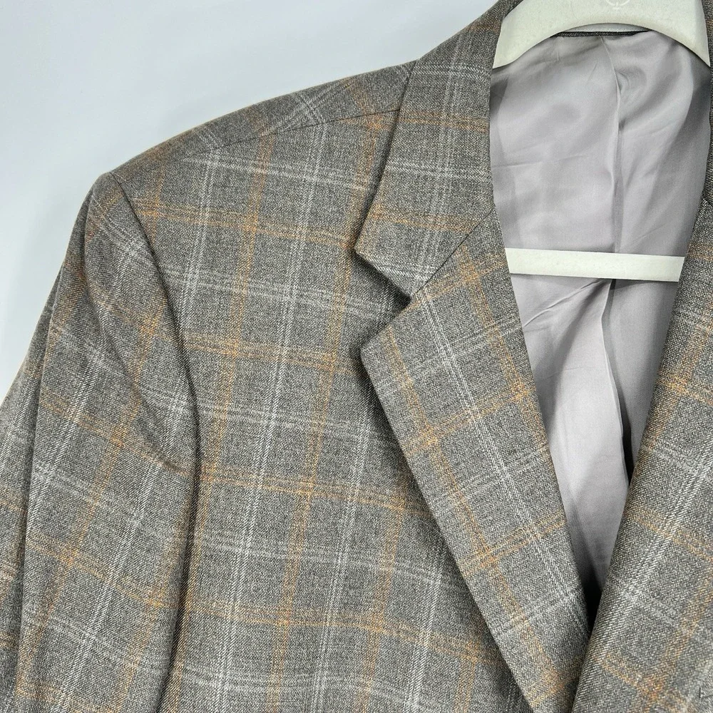 Ermenegildo Zegna Blazer Windowpane Plaid Suit Jacket Size‎ 43R
